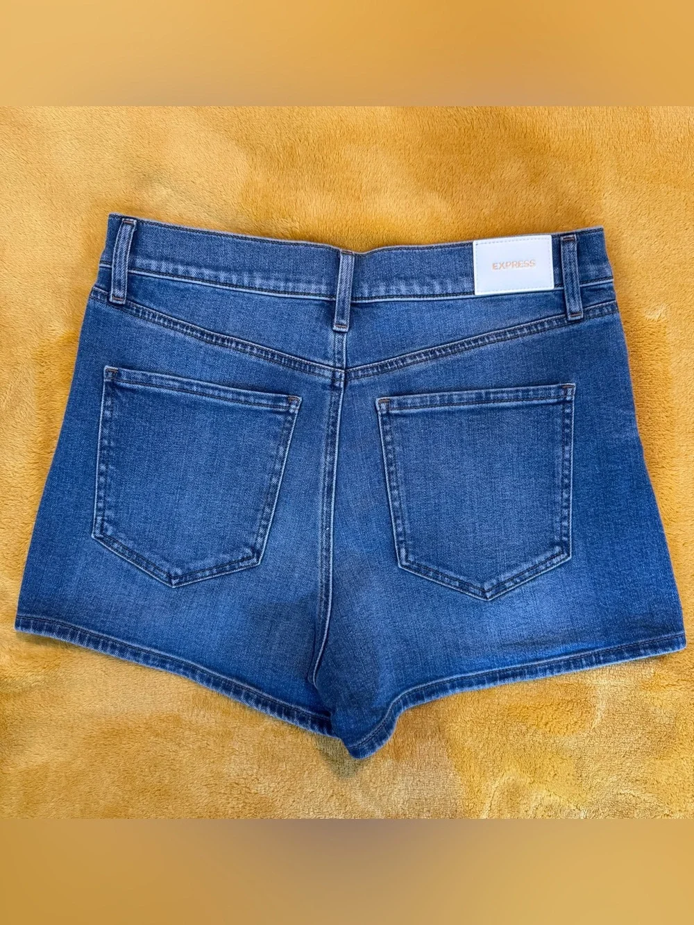 Express Women's Mid Blue Denim High-Rise Jean Shorts